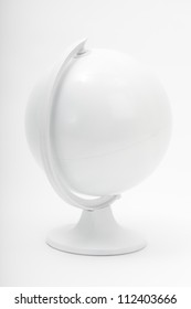 All White World Globe On A Stand Shot In Studio