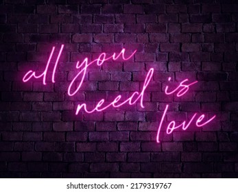 An all you need is love neon sign. Illuminated signage for a bar, pub or tavern. - Powered by Shutterstock