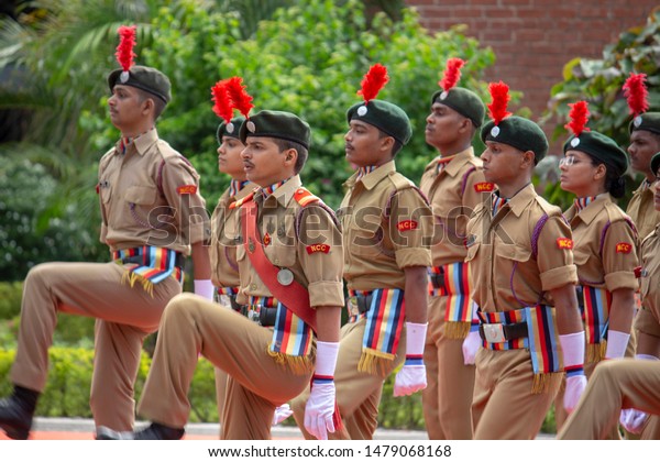 Allahabad, Uttar Pradesh / India - August 15\
2019: A Band of Resilient Indian National Cadet Corps during the\
Independence Day Parade in\
Allahabad.