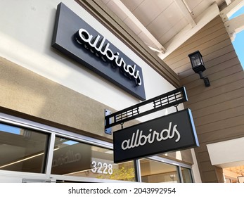 Allbirds sign, logo on retail chain store facade - Livermore, California, USA - 2021