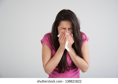 Allergies, The Common Cold, Flu-woman Sneezes.