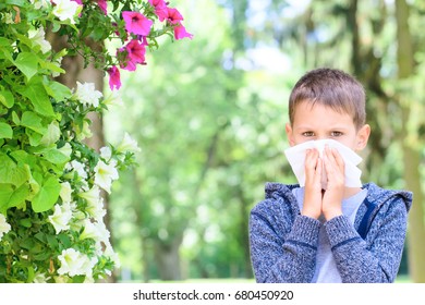 Allergy. Child Has Allergies From Flower Pollen