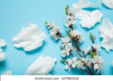 Allergy Concept. Used Napkins And A Blooming Bouquet.