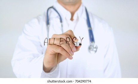 Allergy, Doctor Writing On Glass