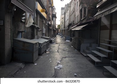 Alley With A Garbage In Istanbul, Turkey