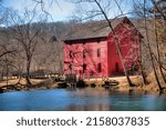 The Alley Springs mill in Ozark National Scenic Riverway on a  blue sky background