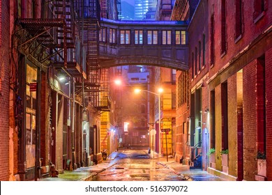 Alley In The Tribeca Neighborhood Of New York City.