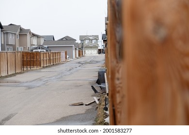 Alleyway between houses in urban city residential development