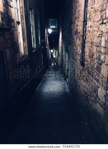 Alleyway Dark Stone Walls Cobble Stones Stock Photo Edit Now