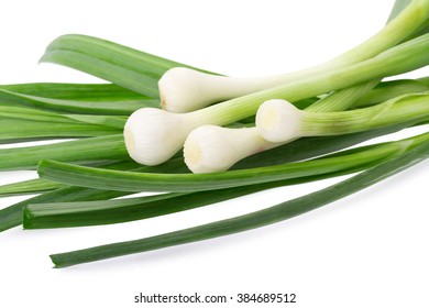 Allium Porrum On White Background.