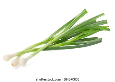 Allium Porrum On White Background.