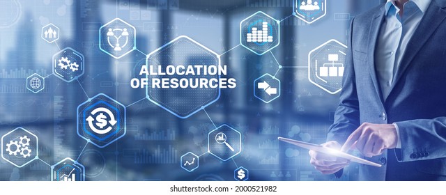 Allocation Of Resources Concept On Virtual 3D Screen. Strategic Planning