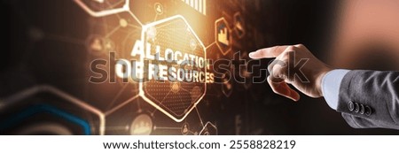 Allocation of resources concept on Virtual 3D Screen. Strategic planning