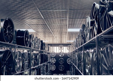 Alloy Car Wheels In A Store