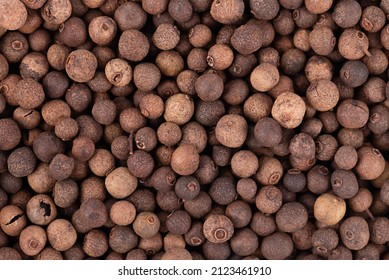 Allspice Background. Jamaican Pepper, Pimento Berry, Allspice Peppercorns Or Myrtle Pepper