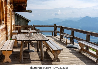 alm hut hütte terrasse in tyrol with mountain view - Powered by Shutterstock