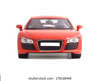 Almaty, Kazakhstan - February 23, 2014: Collectible toy model red car Audi R8