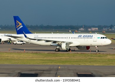 Almaty / Kazakhstan - October 22 2019: Air Astana Airbus A320 NEO Without Engine. First C Check (heavy Maintenance) For A320 Family Jets. Aircraft Registered As P4-KBH And Seen Engineless.