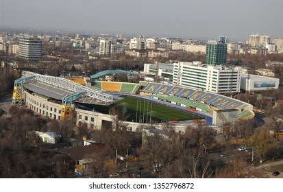 Almaty, Kazakhstan-March 29, 2019. City Panorama. Central Stadium Of Almaty.