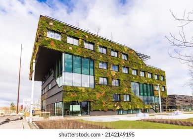 Almere, The Netherlands - April 3, 2022: Aeres Green high school at entrance of Floriade Expo 2022 Growing green cities in Almere Amsterdam The Netherlands