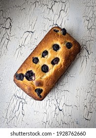 Almond Blueberry Lemon Mandarin Gluten Free Pound Cake On White Background Top View 
