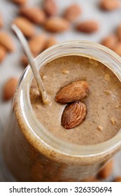 Almond Butter In Glass Jar