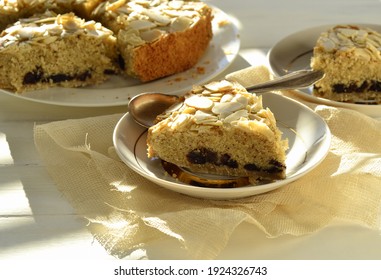 Almond cake with prunes. Bakewell tart.