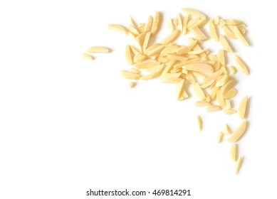 Almond chopped on white background - isolated - Shutterstock ID 469814291