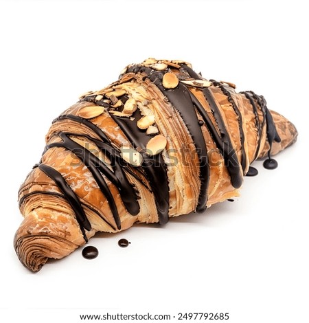  Almond coating Chocolate croissant  white background 