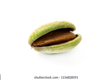 Almond In Its Hull On A White Background