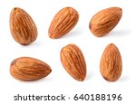 Almond isolated. Nuts on white background. Collection. Clipping path included. Full depth of field.