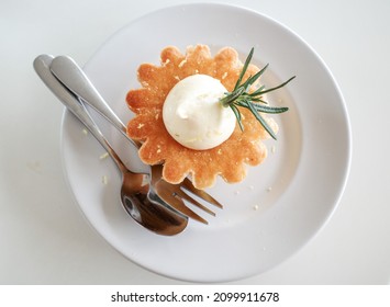 Almond Lemon Cake On The White Plate