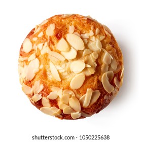 Almond Muffin Isolated On White Background, Top View