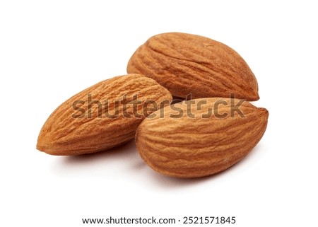 Almond. Almond nuts, close-up isolated on a white background.
