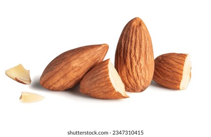 almond piece almond slice. Isolated with clipping path