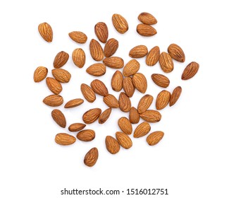 Almonds Isolated On White Background Overhead