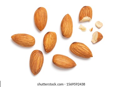 Almonds isolated on white background - Shutterstock ID 1569592438