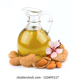 almonds oil isolated on white background