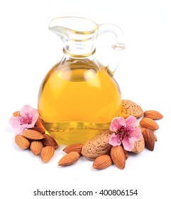 Almonds oil isolated on white background