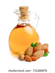 Almonds oil isolated on white background.