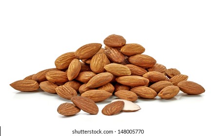 Almonds Pile On White Background