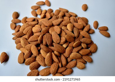 Almonds With White Background. It Provides A Range Of Essential Nutrients And Can Be A Good Source Of Protein.