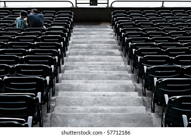 Almost Empty Tribune In Baseball Stadium