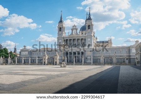 Almudena Cathedral at Plaza de la Armeria (Armory Square) - Madrid, Spain