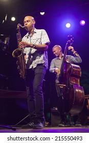 ALMUNECAR, GRANADA / SPAIN - JULY 21, 2014: Joshua Redman Quartet Playing Live Music, At XXVII International Jazz Festival Of Almunecar, Jazz In The Cost. Joshua Redman, Sax, And Reuben Rogers, Bass.