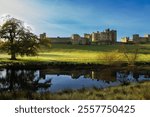 Alnwick castle on a sunny autumn day