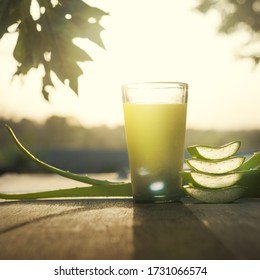 Aloe Vera Drink In Morning Sun