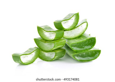 Aloe Vera Fresh Leaf Isolated White Background