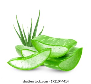 Aloe vera fresh leaves with slices on white background. full depth of field  - Shutterstock ID 1721044414