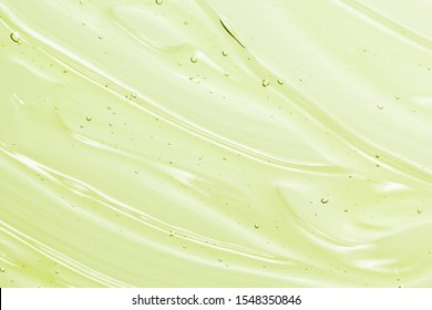 Aloe Vera Gel Texture With Bubbles. Transparent Cosmetic Cream, Face Serum, Moisturizer Background